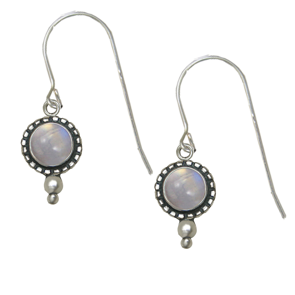 Sterling Silver Little Rainbow Moonstone Gemstone Drop Dangle Earrings